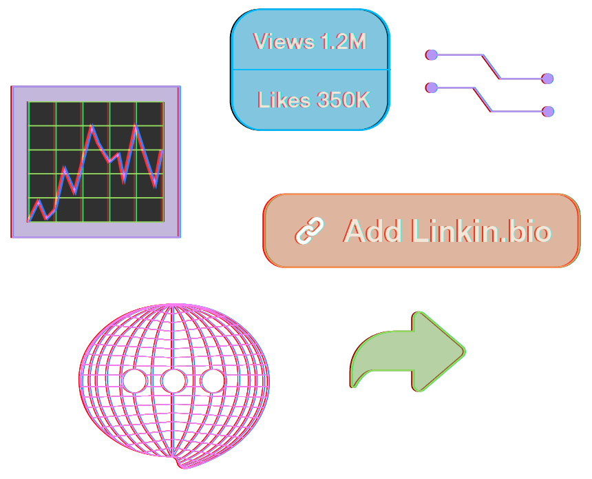 collage of features of a TikTok marketing strategy including TikTok analytics and Laters link in bio tool